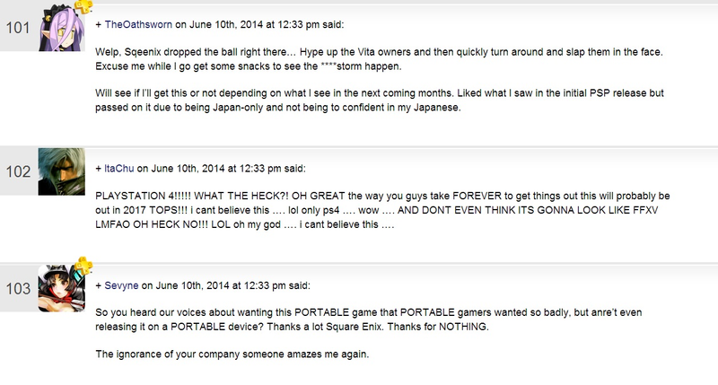 Illustration for article titled Vita Fans Are Pissed About Final Fantasy Type-0